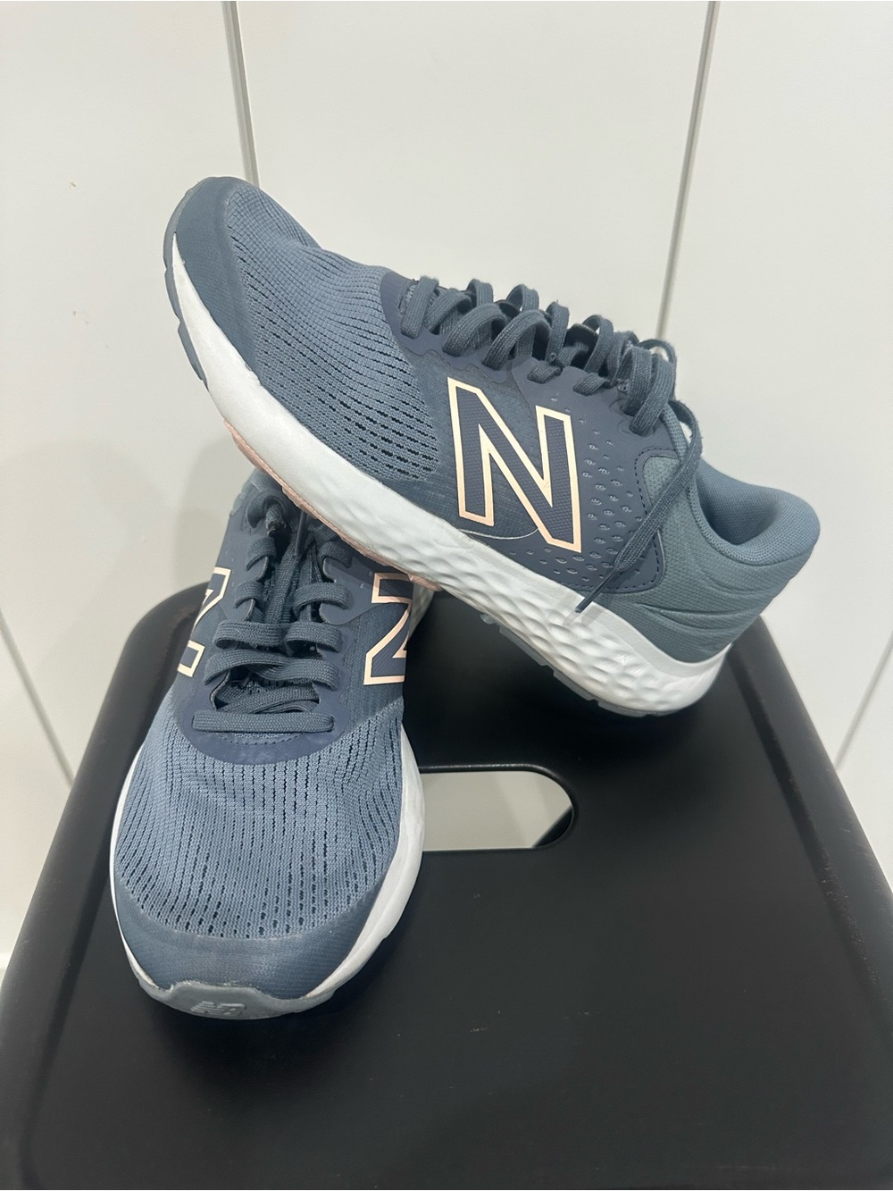 New Balance Women's Slate Sneakers with Light Pink Logo Trim
